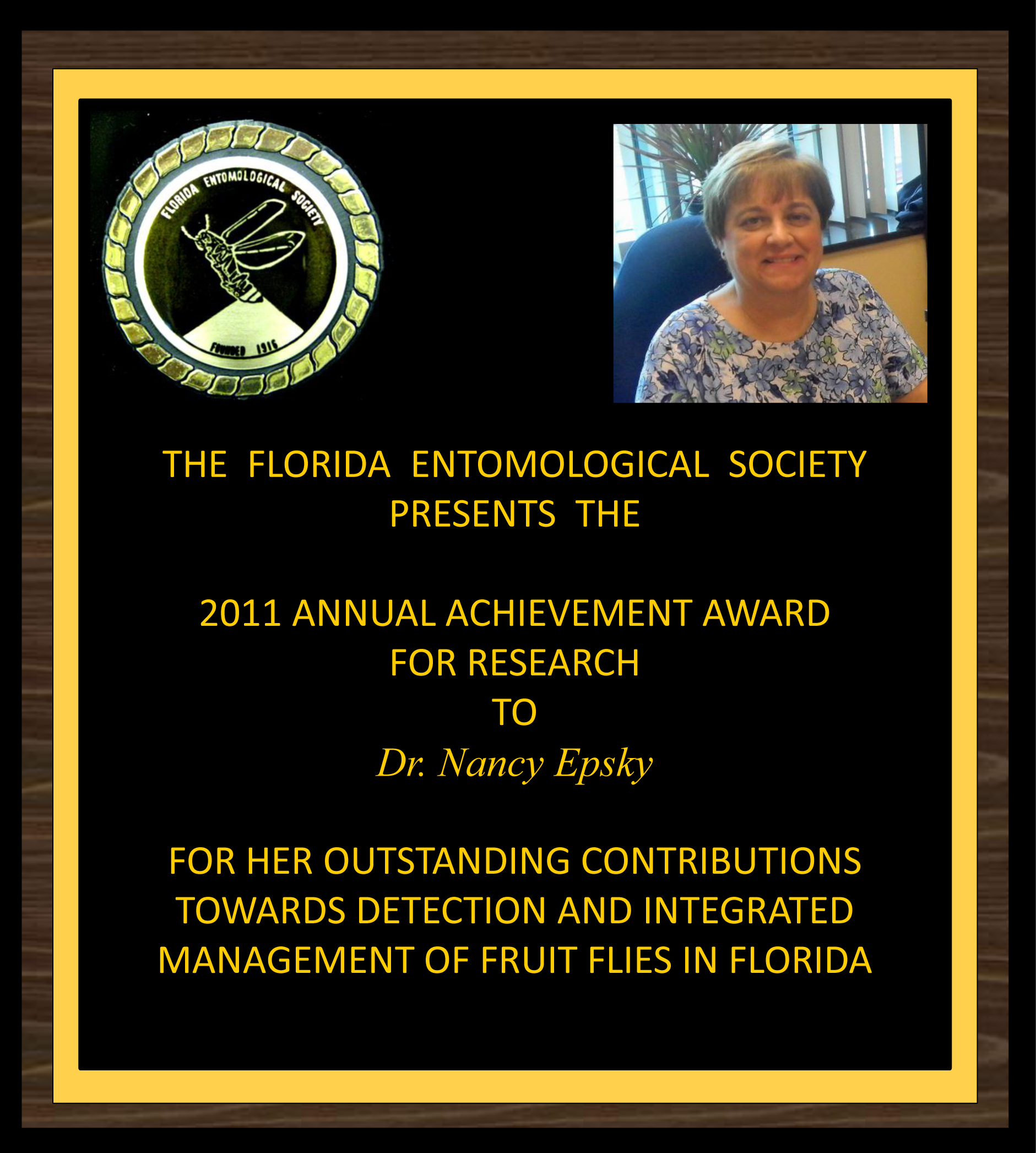 Nancy Epsksy receives 2011 FES Entomologist of the Year Award