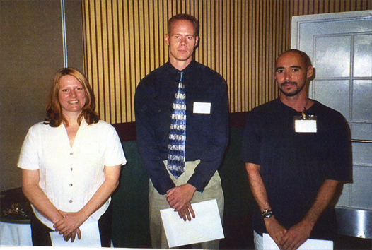 Winners of the MS-level student paper contest (left to right), Linda NcHerne (3rd), Daniel Frank (2nd), Scott Weihman (1st)